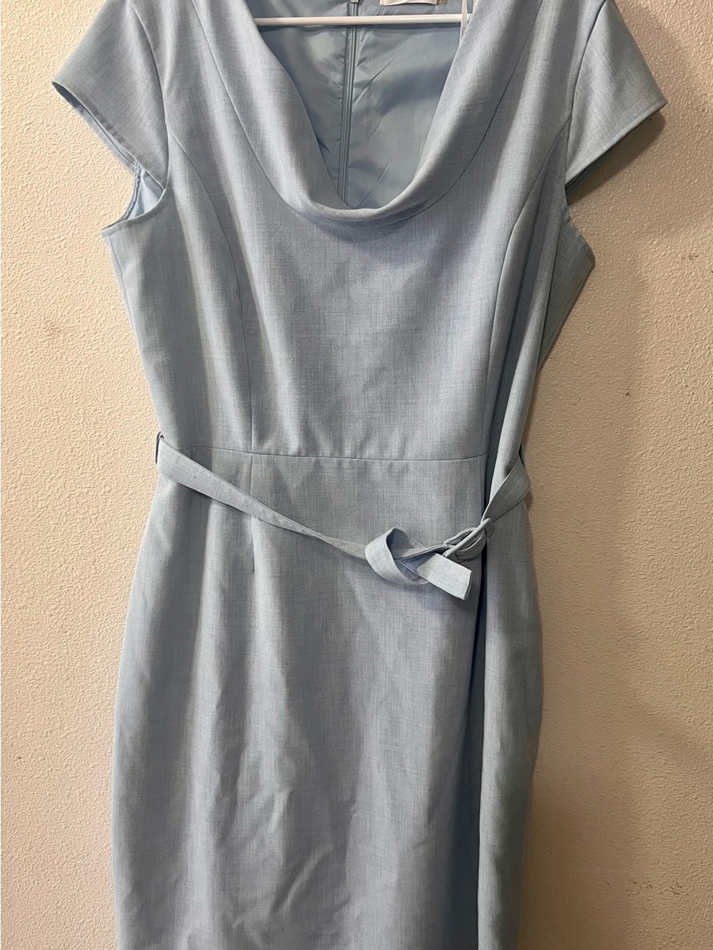 Calvin Klein chambray Light Blue Cowl Neck Midi Dress